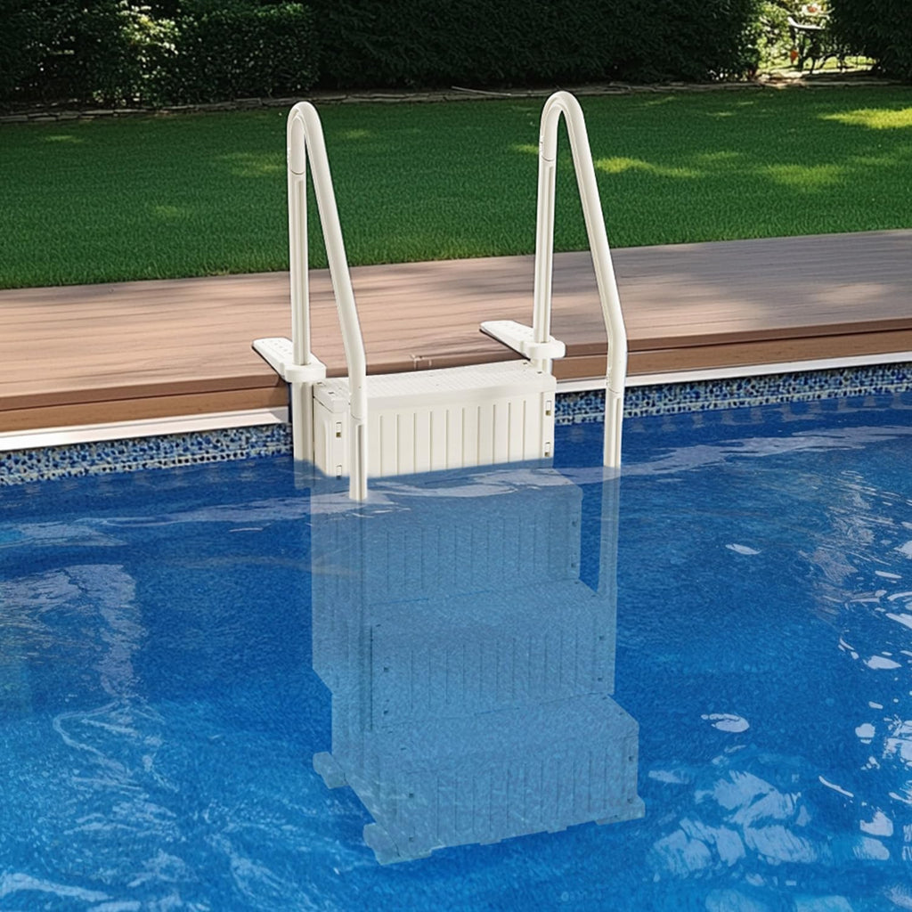 VEVOR Swimming Pool Ladder, 4-Step Double Handrails Stairs with Non-Slip Heavy Duty Steps, Max Load Capacity 400 lbs, for 48-54 in Inground & Above-Ground Pools of Any Decking Surface, Milk White