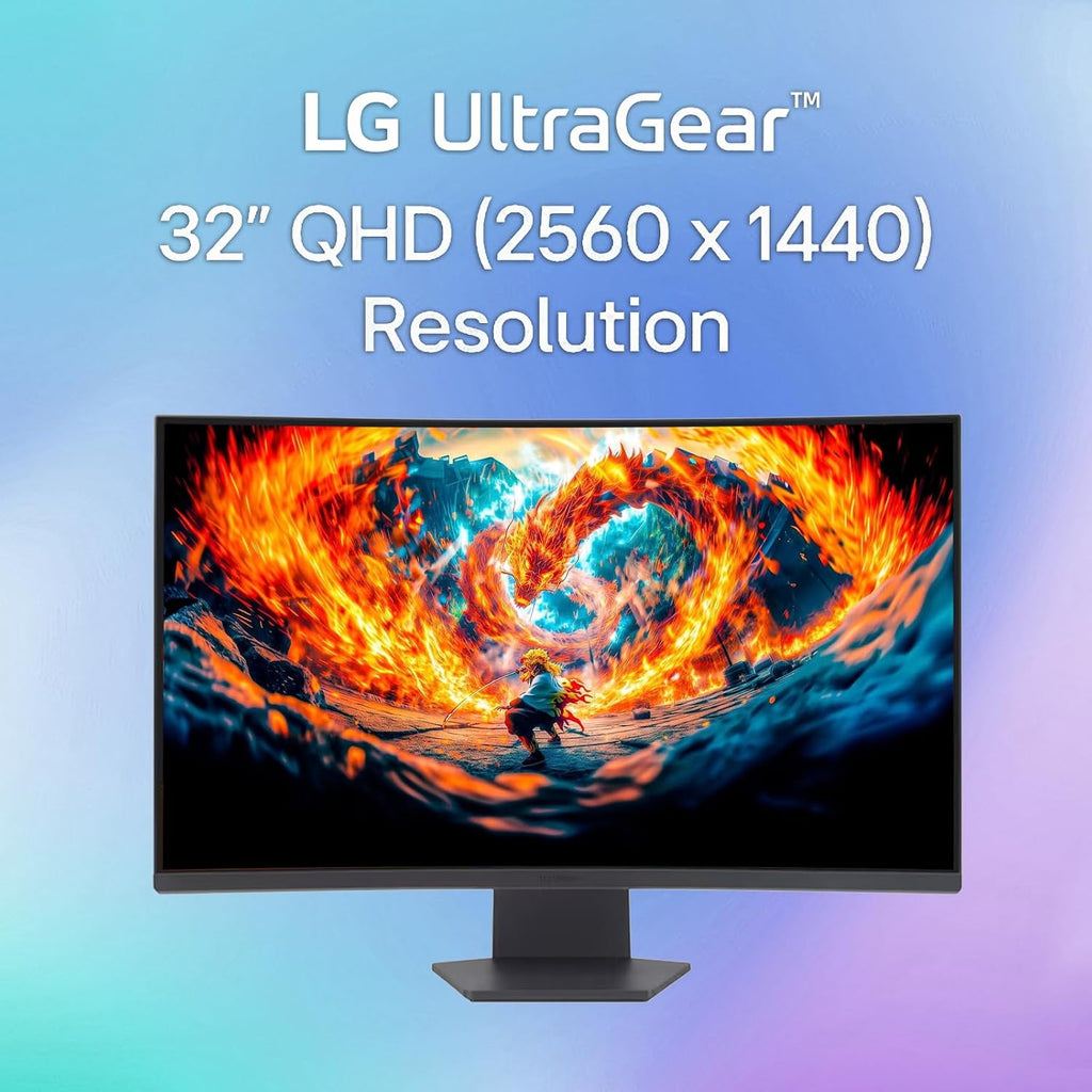 LG 32' Ultragear QHD Curved Gaming Monitor, 180Hz, 1ms, AMD FreeSync, 1000R Curve, HDR10, 99% sRGB, Black Stabilizer, Dual Controller, DisplayPort & HDMI, 3-Side Borderless, Tilt Adjustment, Black