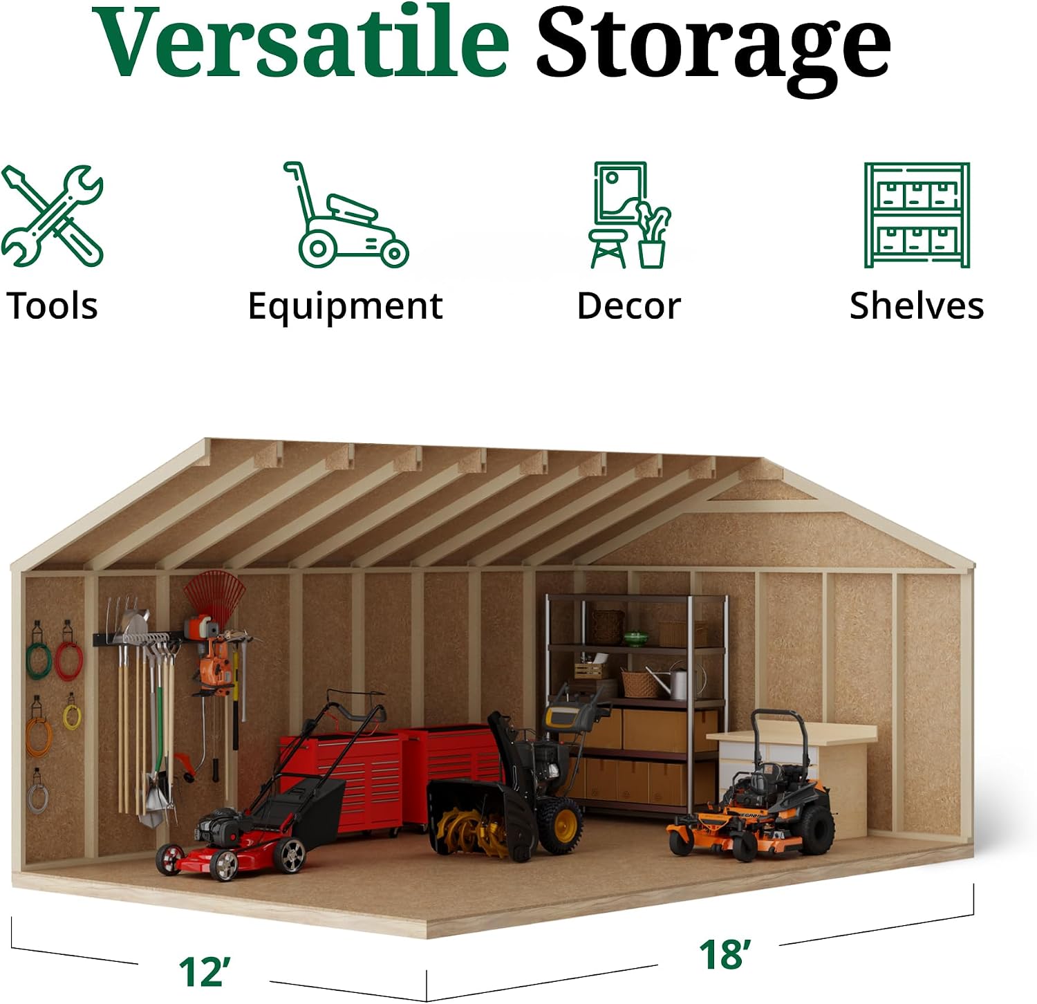 Little Cottage Co. 12x18 Value Workshop Shed with Operable Windows and Floor, Outdoor Wood Storage Do-It-Yourself Precut Kit