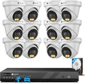 4COVR 16 Channel PoE Security Camera System, 2-Way Talk & Dual Lights Smart Full Color Night Vision, Human/Vehicle Detection, 4K NVR 4TB HDD, 12X 5MP Wired Business Dome IP Camera IP67, LY97KA5M1612