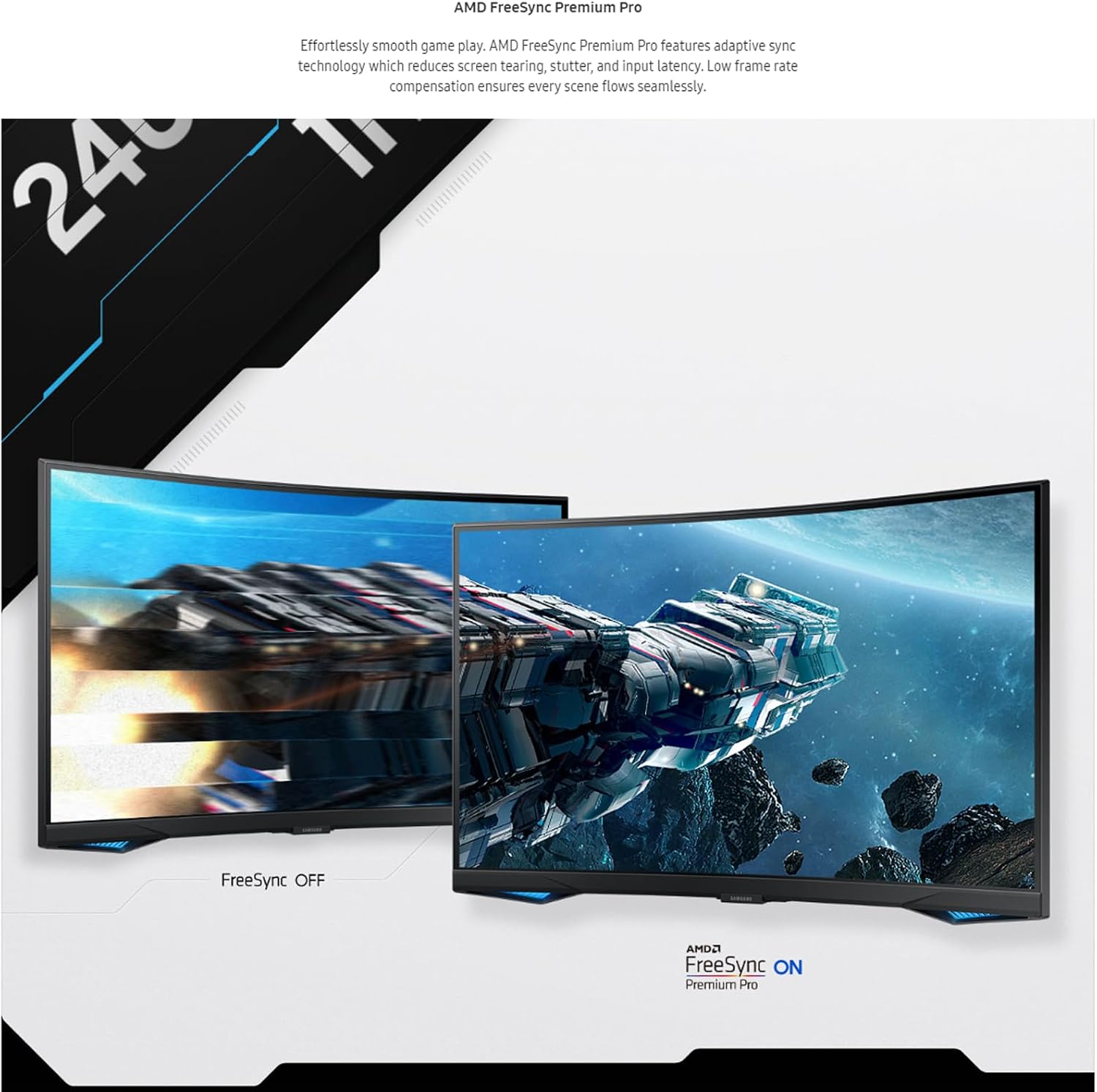 Samsung 32' Odyssey Curved Gaming Monitor | 240Hz, 1ms | QHD, HDR600 | AMD FreeSync Premium Pro | 1000R Curve | Gaming Hub, Smart TV |Includes Remote Control