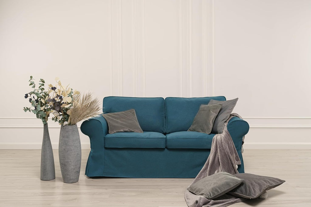MASTERS OF COVERS Ektorp Loveseat (2 Seat) Sofa Cover Replacment Slipcover for IKEA Ektorp Two Seater Ektorp Slipcover (Dark Ocean)-NOT fit Uppland Series Sofa