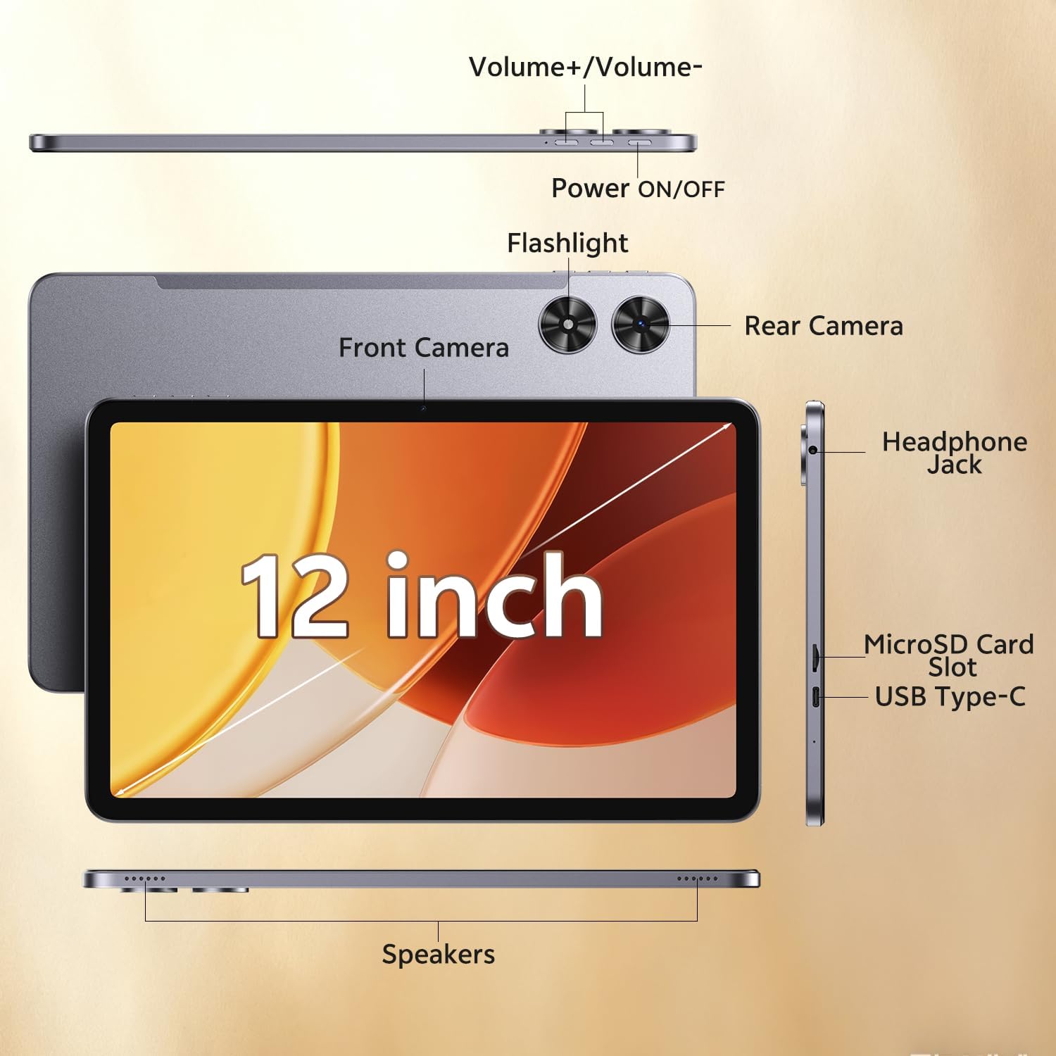 SVITOO 12 Inch Tablet, Android 16 Tablet 12 Inch Large Screen 2K Display, Octa-Core, 30GB RAM 128GB Storage 1TB Expandable, 13MP Dual Camera, 8800mAh, GPS, Dual Speakers, Face Unlock