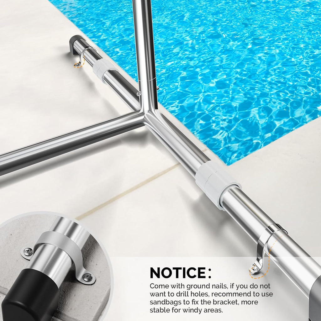 VINGLI Pool Cover Reel Set Solar Pool Cover Reel for Inground Swimming Pool, Aluminum Solar Swimming Inground Cover Blanket Reel (Upgrade) (16 FT)