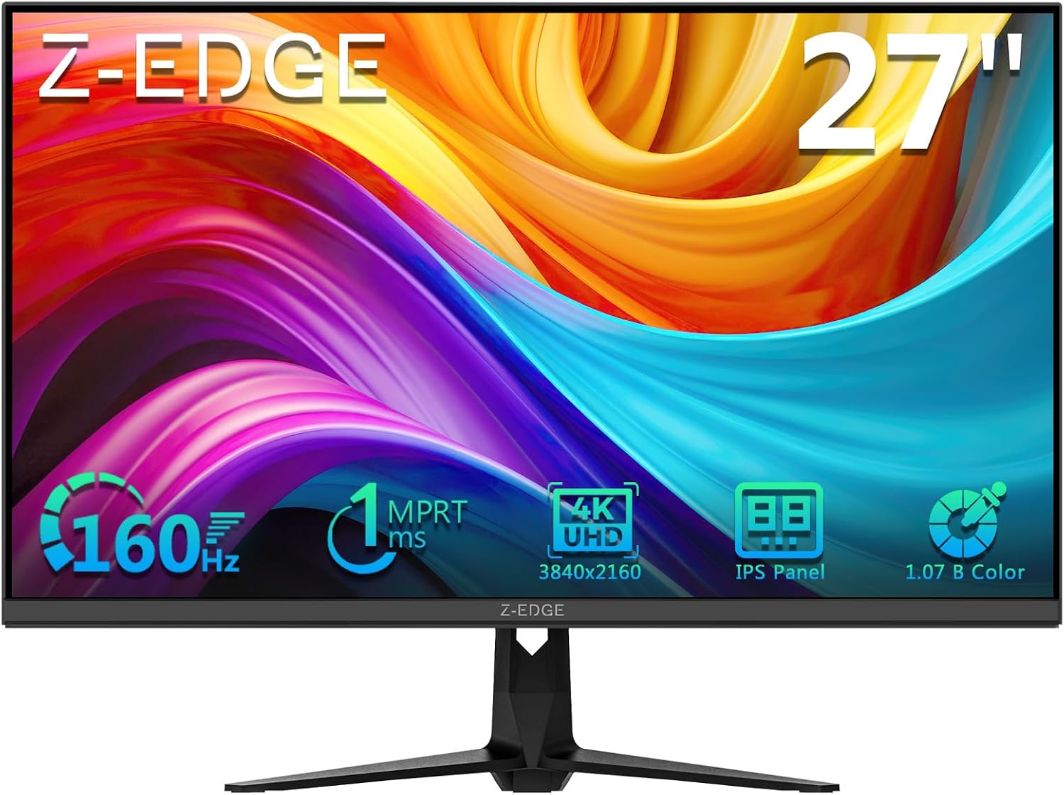 4K Monitor, Z-Edge 27 inch IPS Monitor, UHD 3840x2160 IPS Computer Monitor, 450 cd/m², 160Hz Refresh Rate, 1ms Response Time, G274K Ultra-Thin Bezel