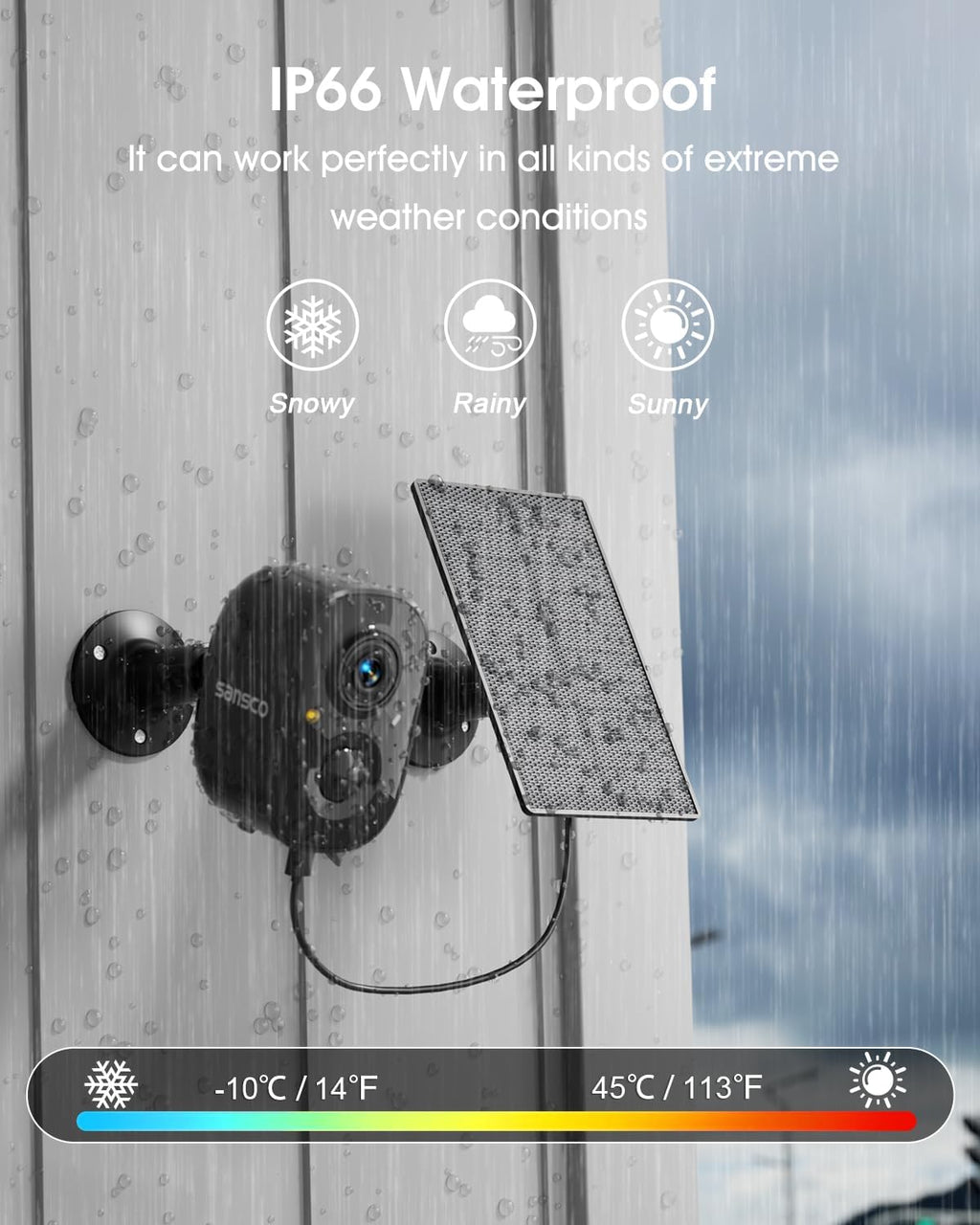 SANSCO 2K Wireless Security Cameras System, 4CH Touch Screen NVR, 2X Solar-Powered 4MP Outdoor Camera, No Subscription, Color Night Vision, 2 Ways Audio, 128G up to 360 Days Recording, 5G/2.4G WiFi