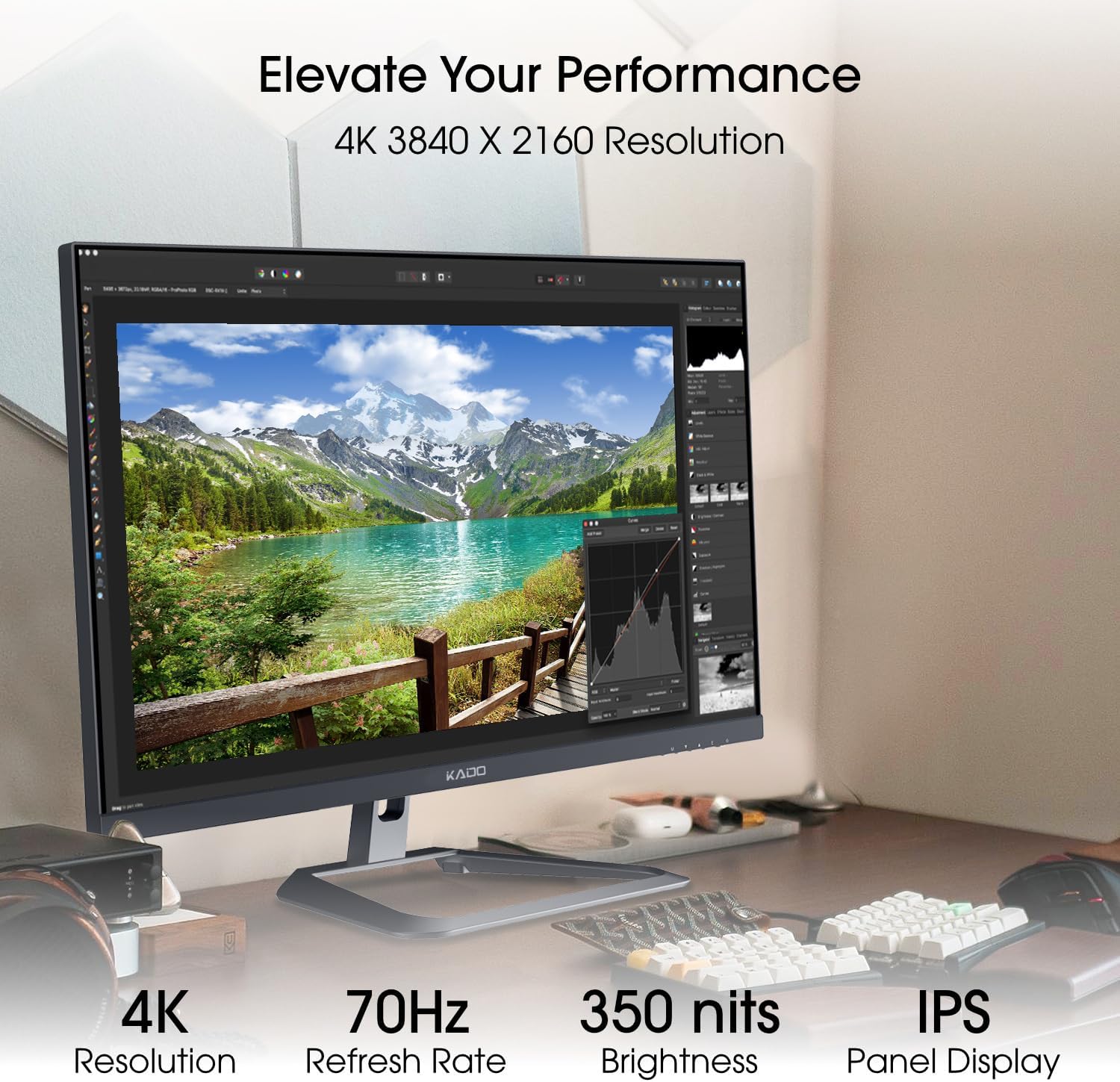 Kado Dual Monitor Setup - 2-Pack 27' 4K UHD Computer Monitor 3840x2160 70Hz VESA Mount HDMI DisplayPort Office Gaming Hybrid Built-in Speakers (U27X Dual Series)
