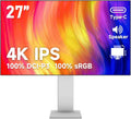 Gawfolk 27-inch IPS 4K UHD Computer Monitor, Ultra-Clear (3840×2160p) PC Screen, 100% sRGB, 100% DCI-P3, Type-C, Display Port, HDMI, Built-in Speakers, Supports Height Adjustment and Rotation - Black