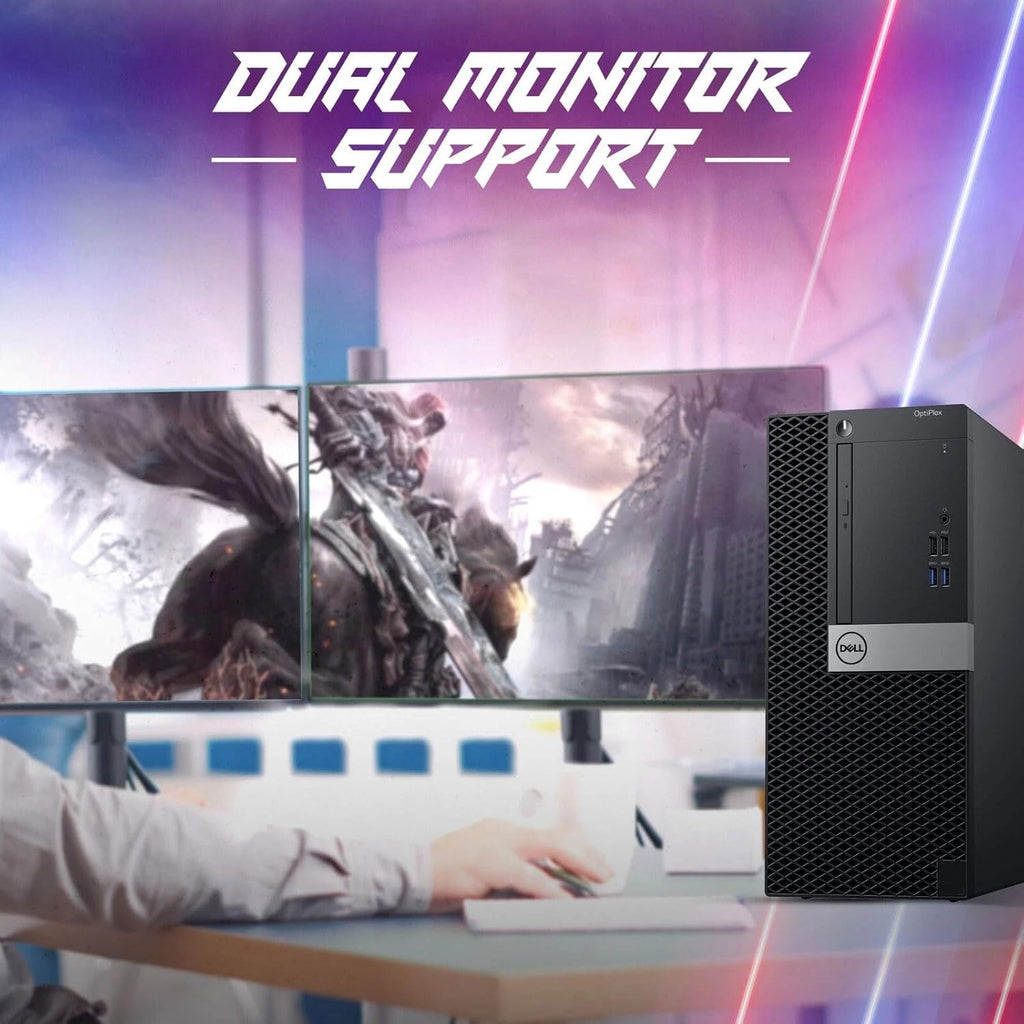 Dell Gaming Tower Desktop PC – Intel Core i5-7500 – 16GB RAM – 256GB SSD – 1TB HDD – GeForce GTX 1050 Ti – 24' LED Monitor – RGB Keyboard & Mouse – Windows 11 Pro – Gaming Computer (Renewed)