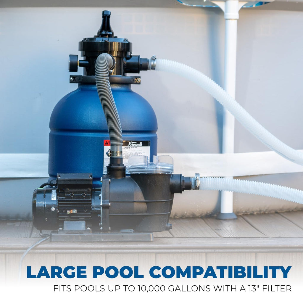 XtremepowerUS 13' Sand Filter 3/4HP Pool Pump 2,400GPH for Above Ground Swimming Pool Multi-Port Valve Up to 10,000 Gallons, 1-1/4'NPT Pool Sand Filter with Enhanced Circulation System