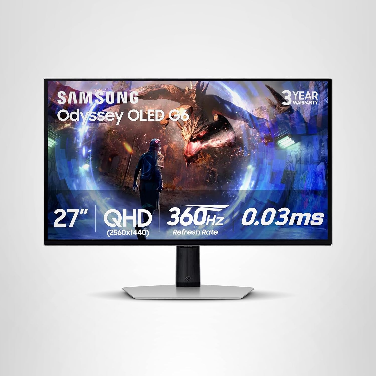Samsung LS27DG602SNXZA 27' G60SD Odyssey OLED QHD 360Hz Gaming Monitor with G733 Headset, G515 Keyboard, and G502 Mouse (2024)