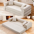 Convertible Sleeper Sofa Bed,78.5 Inch Faux Leather Futon Couch with Pillows & Storage Pocket,5-in-1 Folding Sofa Bed Queen with Pull Out Beds,Boneless Couches for Living Room,Couch in a Box,Beige