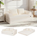 COMAX Convertible Sofa Bed, Folding Floor Couch Corduroy Fold Out Couch Bed Futon Sleeper Mattress with Pillows, Boneless Sofa Comfy Lounge Loveseat for Living Room Bedroom, Plush Beige