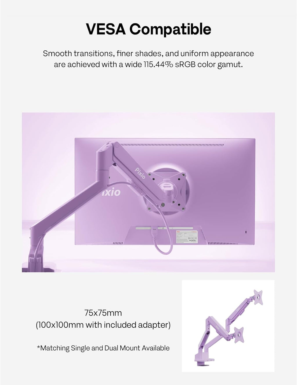 Pixio PX246 Wave Purple 24 inch 120Hz Refresh Rate FHD 1080p Resolution IPS Panel 4ms GTG Response Time Gaming Monitor with Adaptive Sync