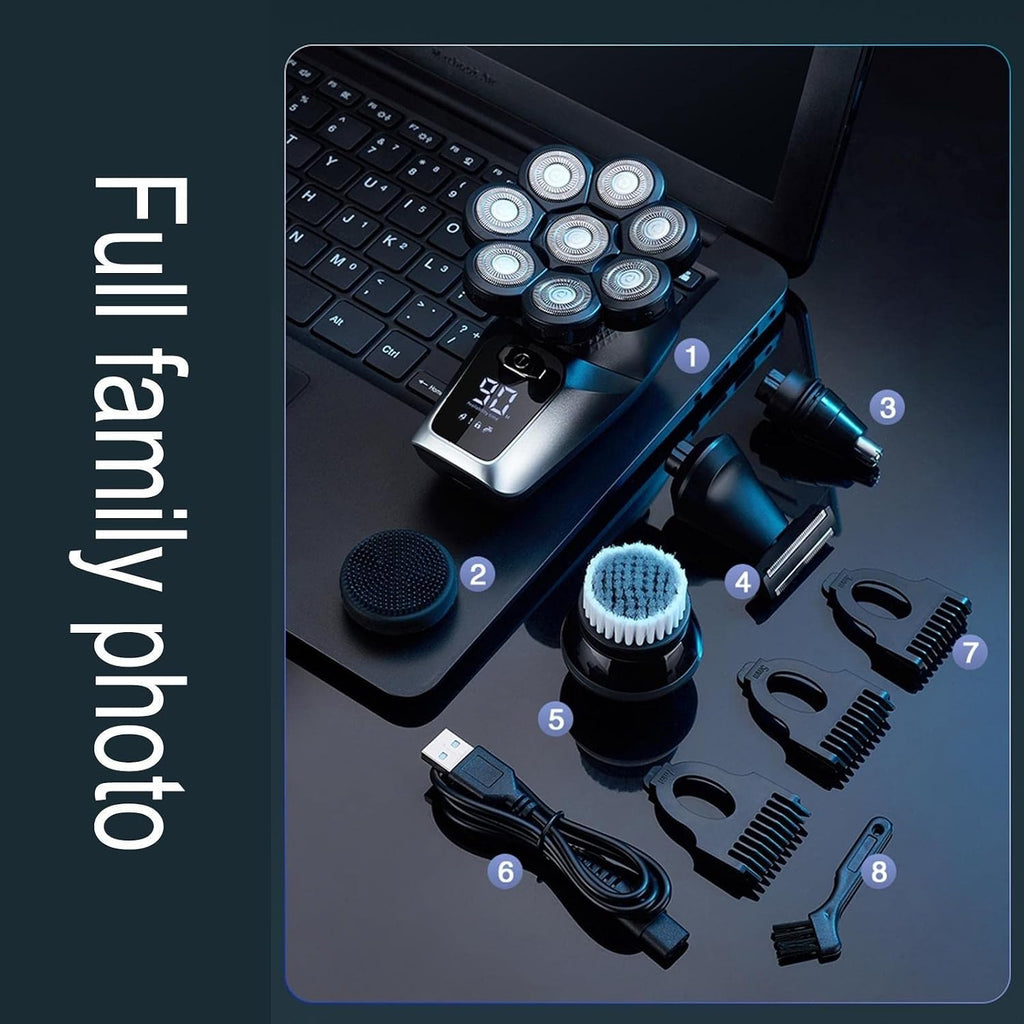 Electric Razor for Men, 8D Face Head Electric Shavers For Bald Men Electric Bald Head Shaver With Nose Hair Trimmer Waterproof Rotary Shave