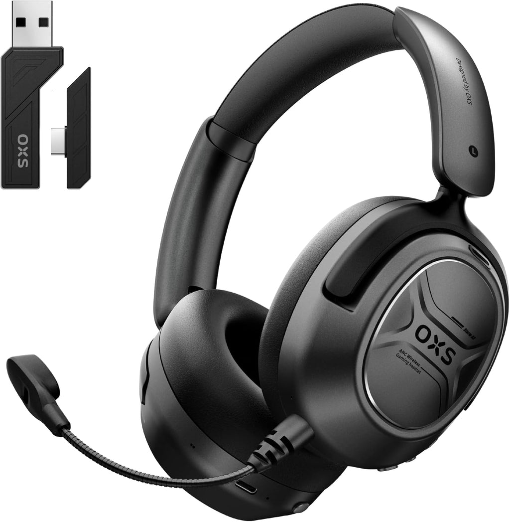 OXS Storm A2 Wireless Gaming Headset, Active Noise Cancellation, Over Ear Headphone with Mic, Bluetooth 5.4 & 2.4GHz Low Latency, Dual EQ Modes, 70H Playtime, for PC, Switch, PS4, PS5, Mobile, Black