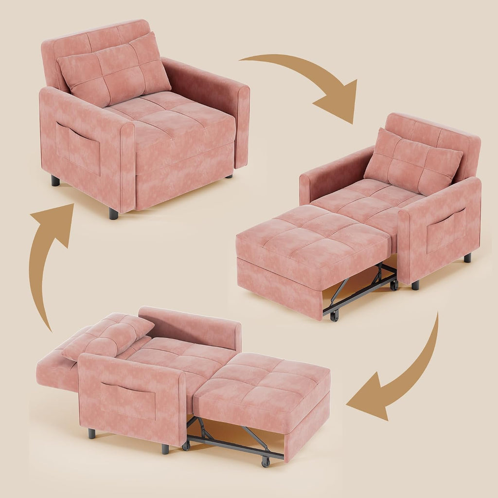 Gizoon Sofa Bed Chair 3 in 1 Convertible, Pullout Single Sleeper Chair Bed with Adjustable Backrest, Spacious Multifunctional Sofa Couches for Living Room, Bedroom, Apartment