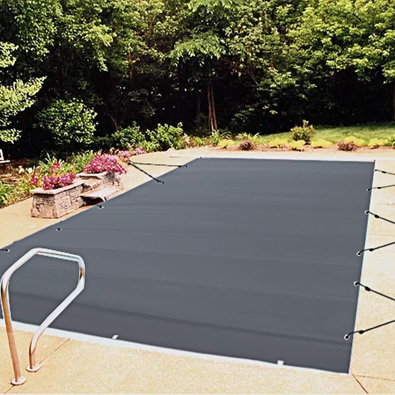 VEVOR 12x20ft Rectangular Swimming Pool Cover, PVC Charcoal Winter Canopy, Waterproof & Dirt-Repellent