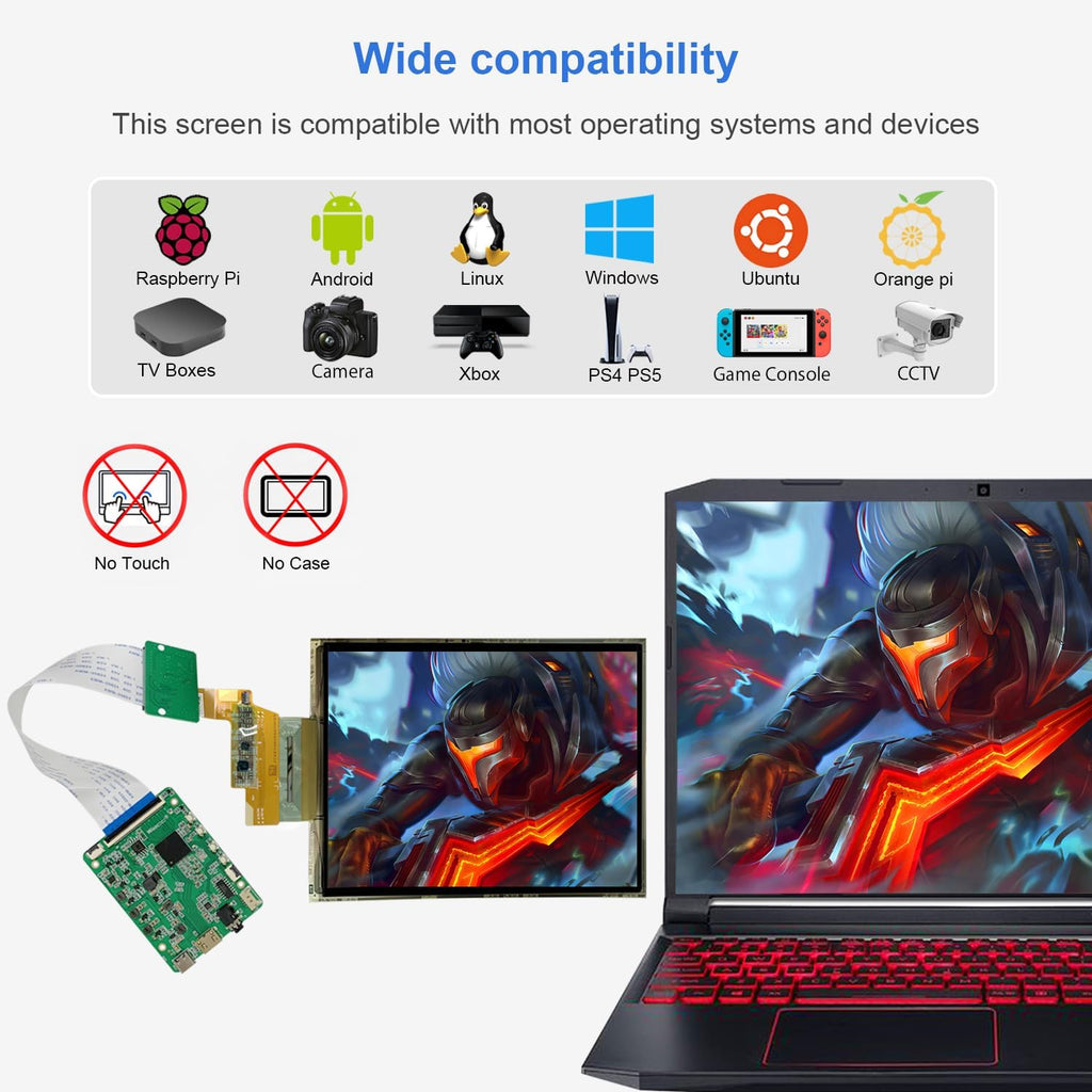 wisecoco 7.8 inch Flexible Display Curved Bendable Screen FHD 1920 * 1440 AMOLED Display with HDMI Driver Board OLED Monitor Without Enclosure Kit for DIY Prototype Demo Compatible with All Systems