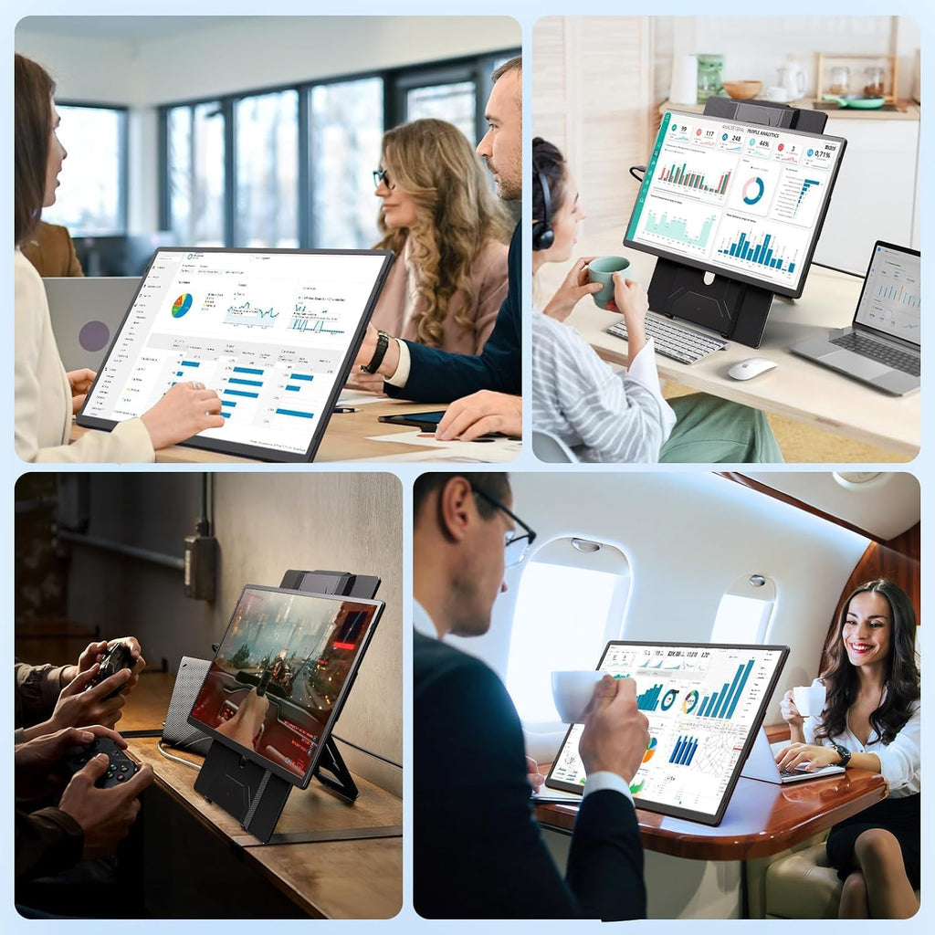 APILDELLA 16.2' Portable Laptop Monitor Extender, 1200P HDR Screen with 360° Rotation, Ultra-Light Travel Second Screen, Plug & Play via Mini HDMI/Type-C, Compatible with Windows/Mac/PS5