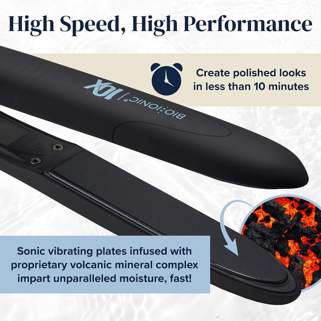Bio Ionic 10X Styling Iron, 1' Hair Straightener with Moisturizing Heat Technology, Flat Iron for 10-Minute Styling, Hair Straightener and Curler