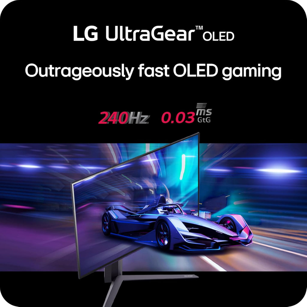 LG ‎27GS95QE 27-inch Ultragear OLED Gaming Monitor QHD 1440p 240Hz 0.03ms DisplayHDR True Black 400 AMD FreeSync Premium Pro NVIDIA G-Sync HDMI 2.1 DisplayPort Tilt/Height/Swivel Stand Black