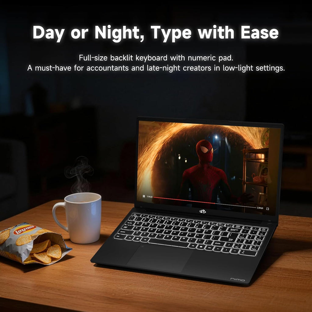 NIMO 15.6' IPS FHD-Student-Laptop, 8GB RAM 256GB SSD N150(Beat to i3-10110U, 4 Cores Up to 3.6GHz) Computer with 2 Years Warranty, 65W Type-C, Fingerprint, Backlit Keyboard, Wi-Fi 6, BT5.2