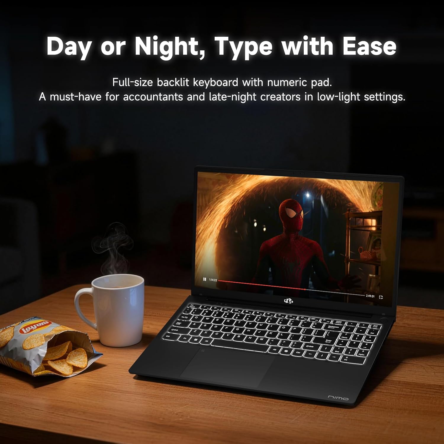 NIMO 15.6' IPS FHD-Student-Laptop, 8GB RAM 256GB SSD N150(Beat to i3-10110U, 4 Cores Up to 3.6GHz) Computer with 2 Years Warranty, 65W Type-C, Fingerprint, Backlit Keyboard, Wi-Fi 6, BT5.2