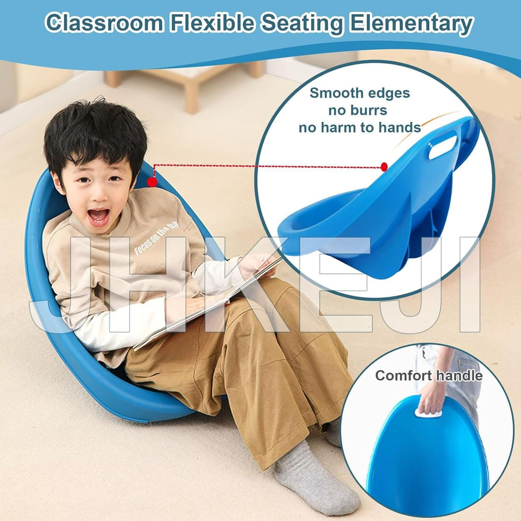 Scoop Rocker Chairs, Flexible Seating for Classroom Elementary, Portable Floor Seating for Classroom, Plastic Reading Chair with Back Support, Multicolor Egg Chair Sensory Wobble Chairs, 4 Pcs