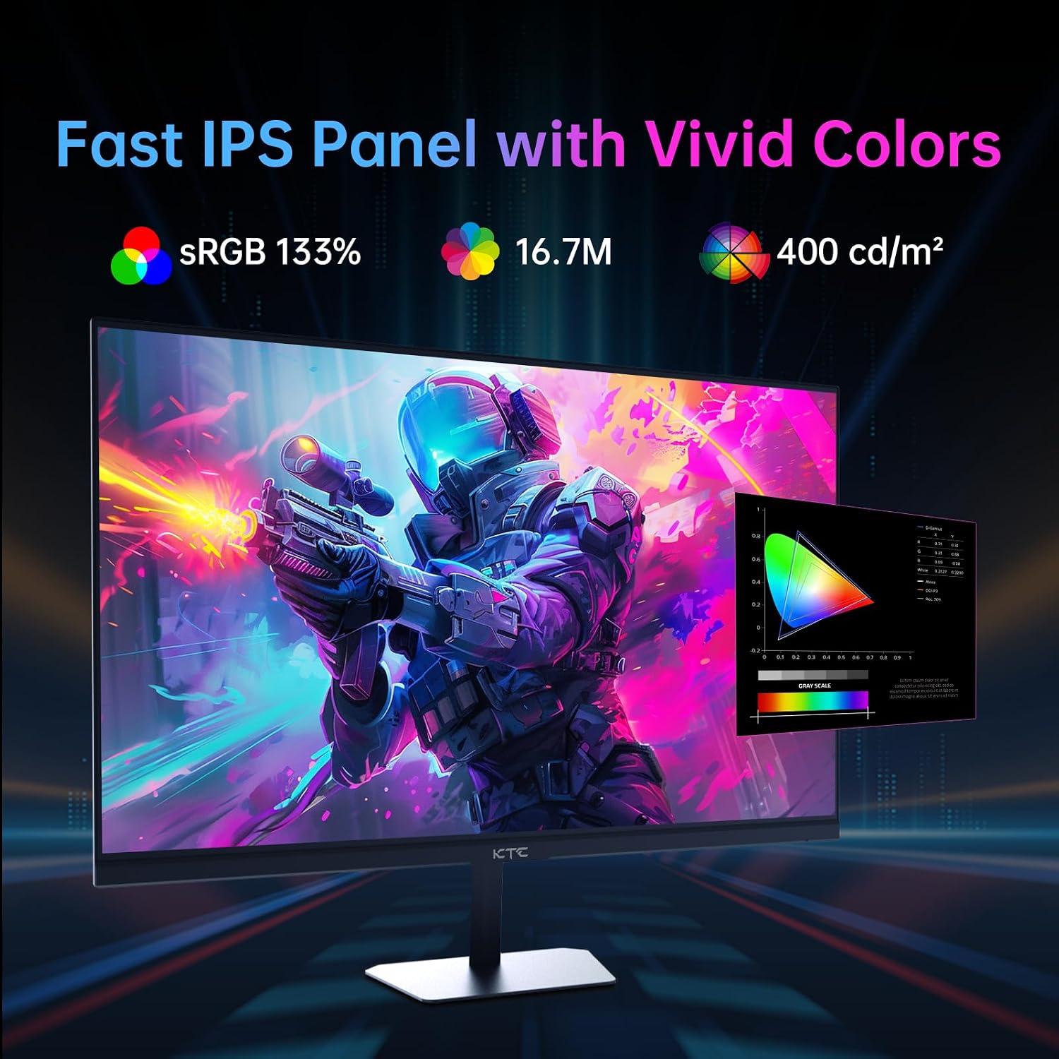 KTC 24 Inch 180Hz/190Hz Gaming Monitor, FHD PC Computer Monitor with Fast IPS Panel, HDR400, 133% sRGB, Bluelight Filter, 2 HDMI & 1 DP Port, Compatible Freesync and Wall Mountable, H24F8