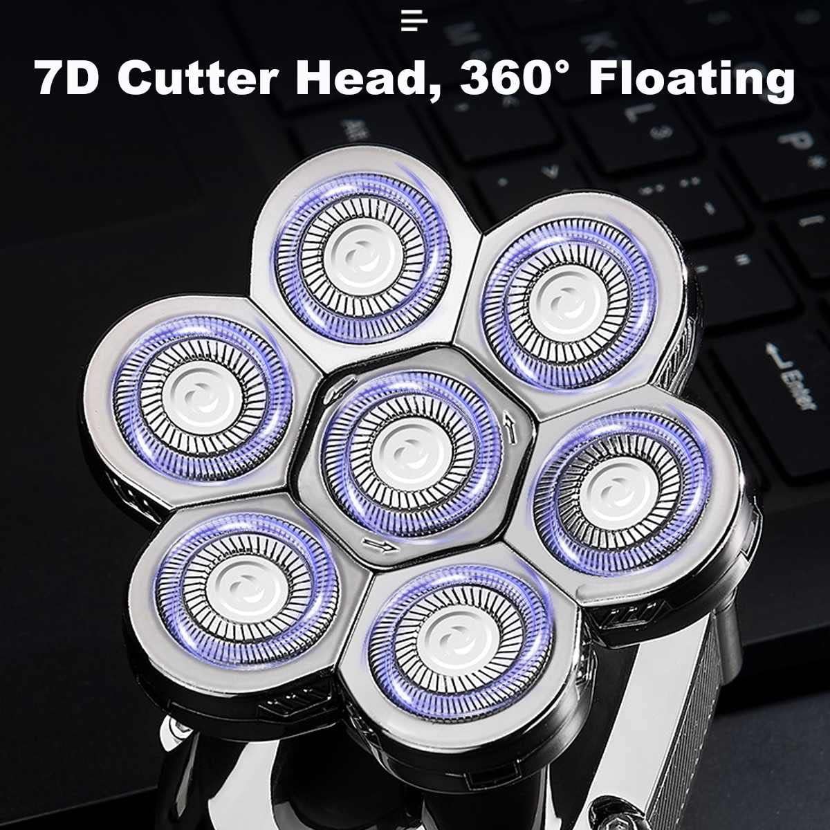 Electric Razor for Men, 7 cutter head Multi grooming kit digital display electric shaver hair trimmer beard electric razor wet dry men facial&body shaving machine