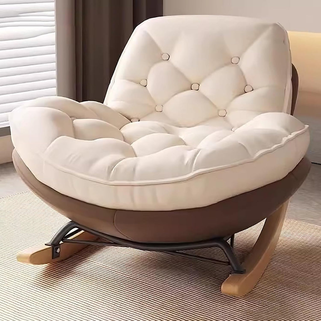 Glider Rocking Chair, Upholstered Rocking Chair Indoor, with Thick Cushion Nursery Rocking Chairs, for Living Room, Bedroom (Color : Brown, Size : A)