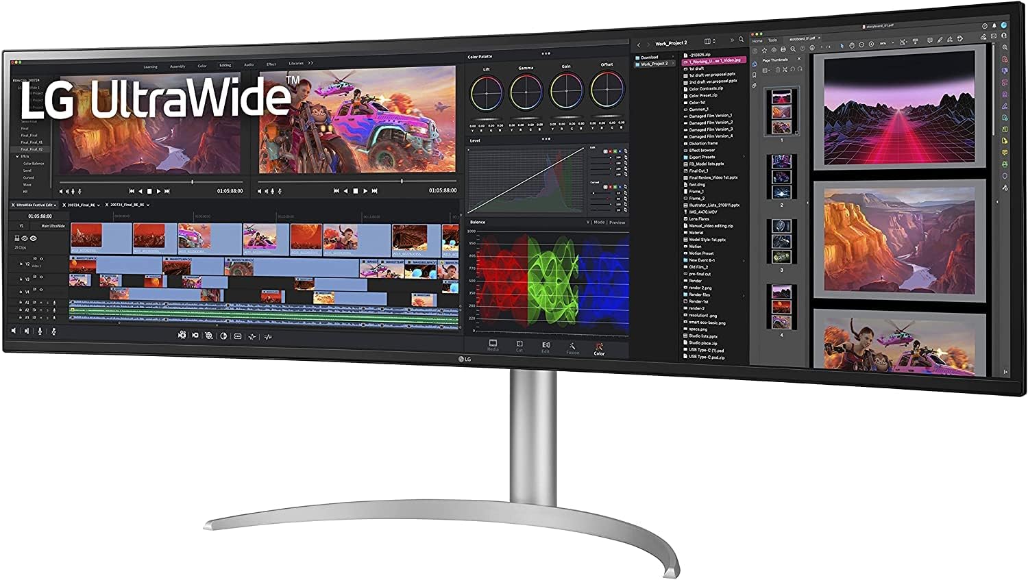 LG 49WQ95C-W 49 Inch 32:9 Curved UltraWide DQHD (5120 x 1440) Nano IPS Monitor, NVIDIA G-SYNC Compatible & AMD FreeSync Premium Pro, HDMI 2.1 & USB Type-C (90W PD), Tilt/Height/Swivel Adjustable