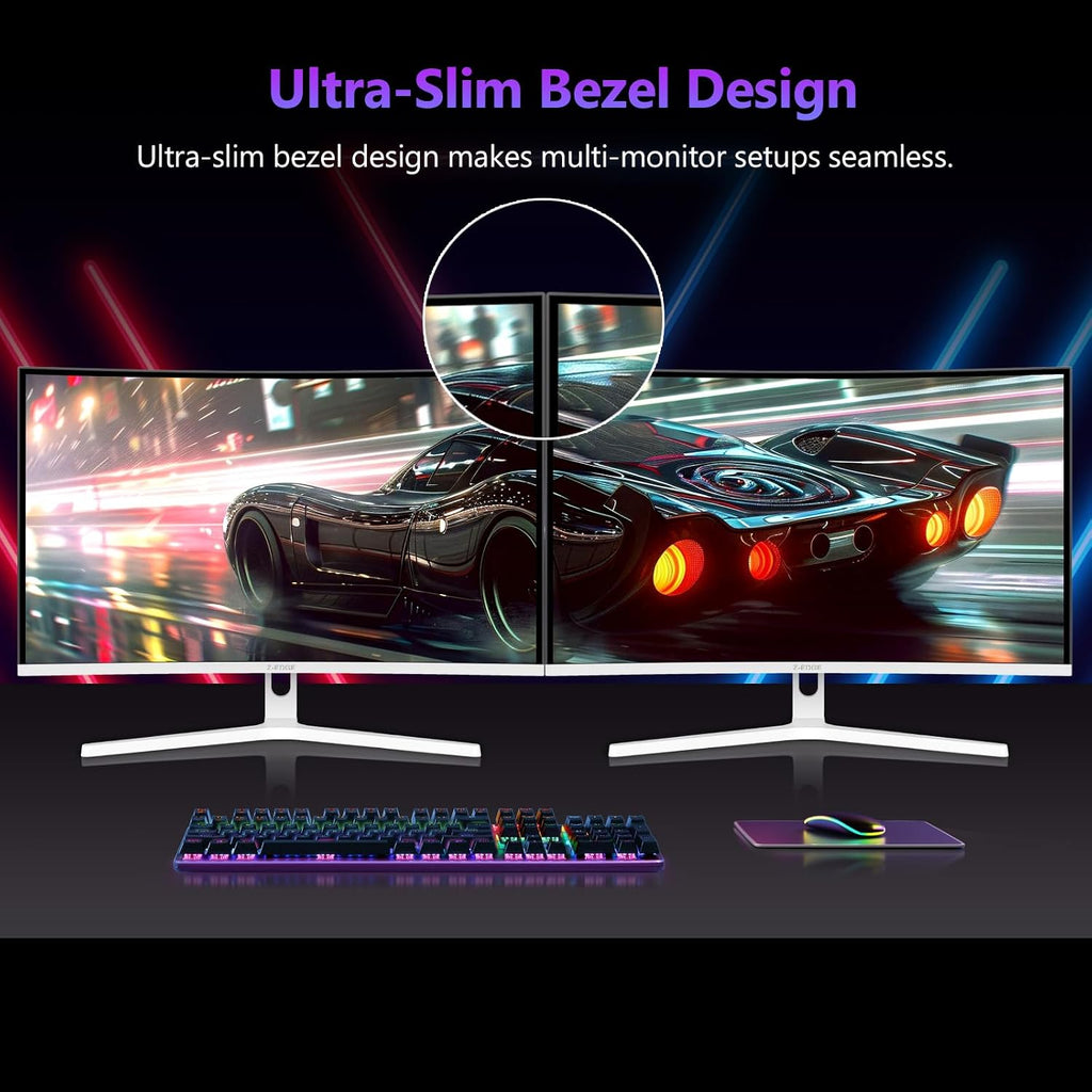 Z Z-EDGE 27 inch Curved Gaming Monitor, FHD 1080P 300Hz 240Hz Computer Monitor, Ultra-Fast MPRT 1ms Curved Monitor, 1500R, 16.7M Colors, UG27H Frameless Bezel, 2X DP 1.4 Ports and 2X HDMI 2.0 Ports