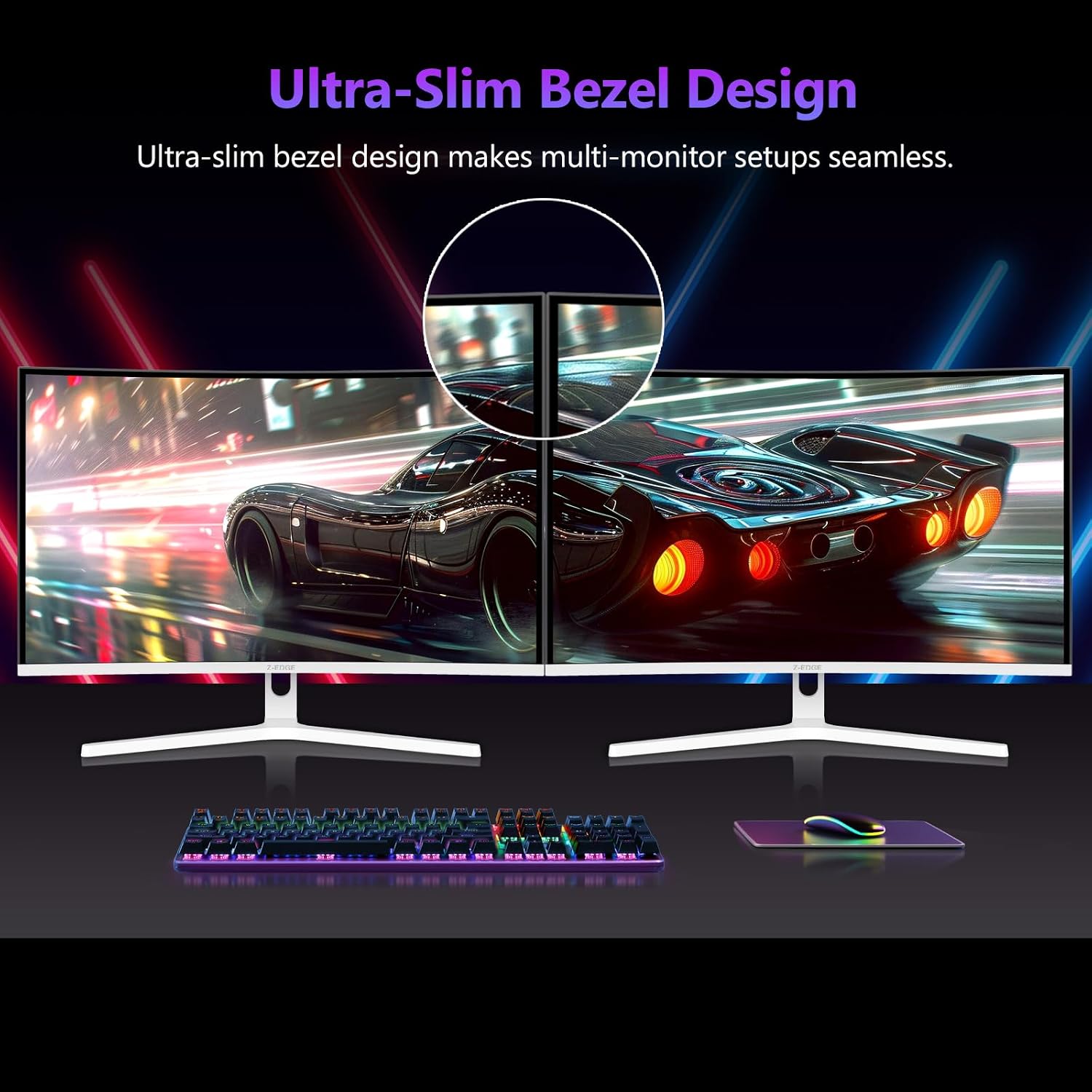 Z Z-EDGE 27 inch Curved Gaming Monitor, FHD 1080P 300Hz 240Hz Computer Monitor, Ultra-Fast MPRT 1ms Curved Monitor, 1500R, 16.7M Colors, UG27H Frameless Bezel, 2X DP 1.4 Ports and 2X HDMI 2.0 Ports