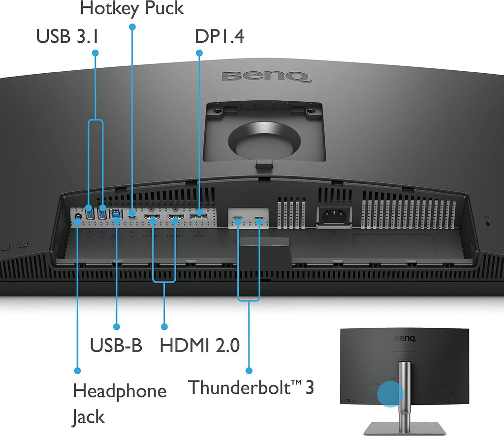 BenQ PD2725U 27 Inch 4K UHD AQCOLOR Computer Monitor w/ Thunderbolt 3 for MacBook, Mac Monitor, HDR, 95% P3, Daisy Chain, KVM, Hotkey Puck, DualView, Ergonomic Design (Renewed)