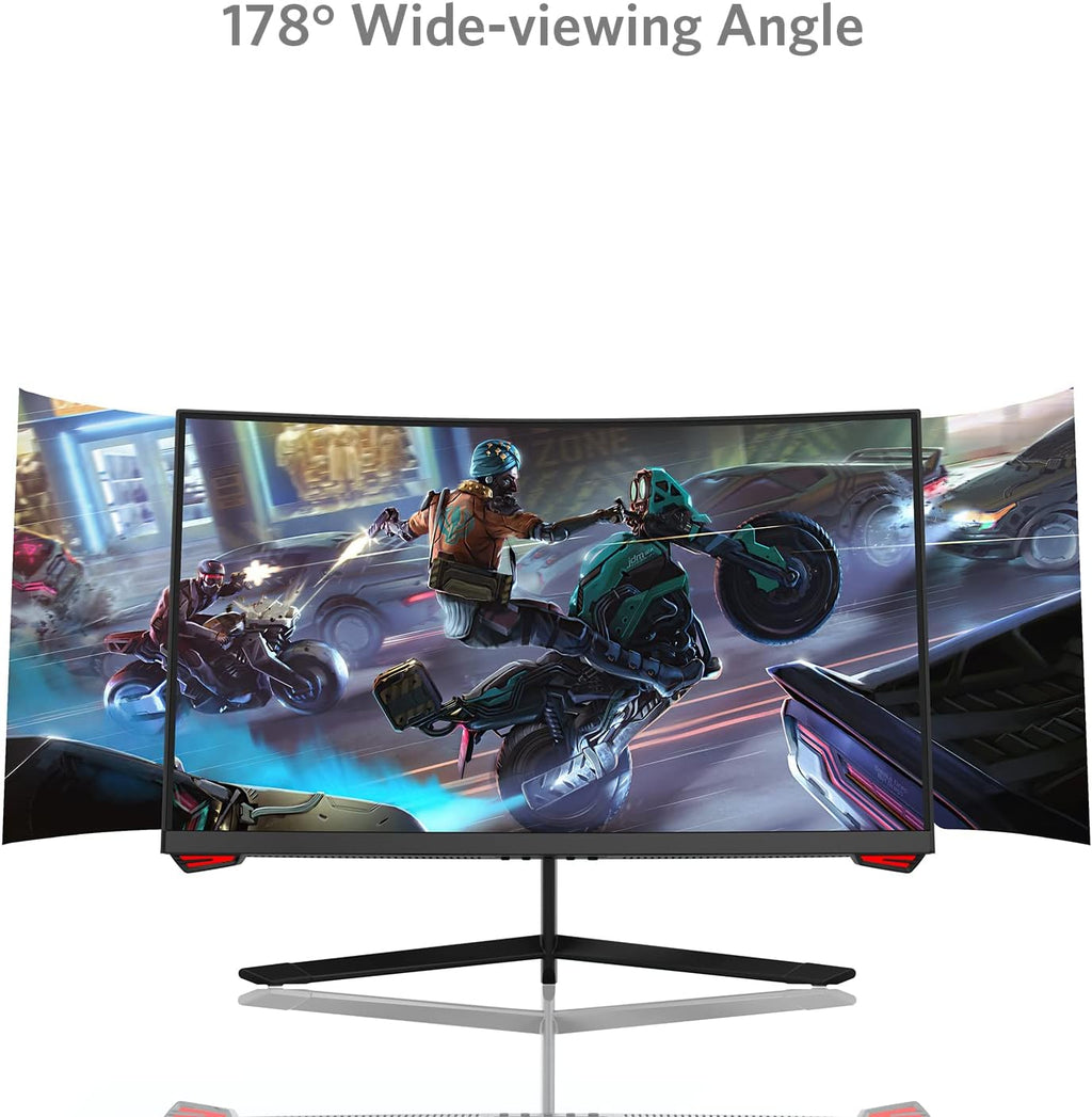 24'' 165Hz Refresh Rate Curved Monitor Full HD 1080P with HDMI Display Ports, VESA Compatible, Free-Tearing Eye Care Monitor for Home Office and Gaming (DP Cable Included)