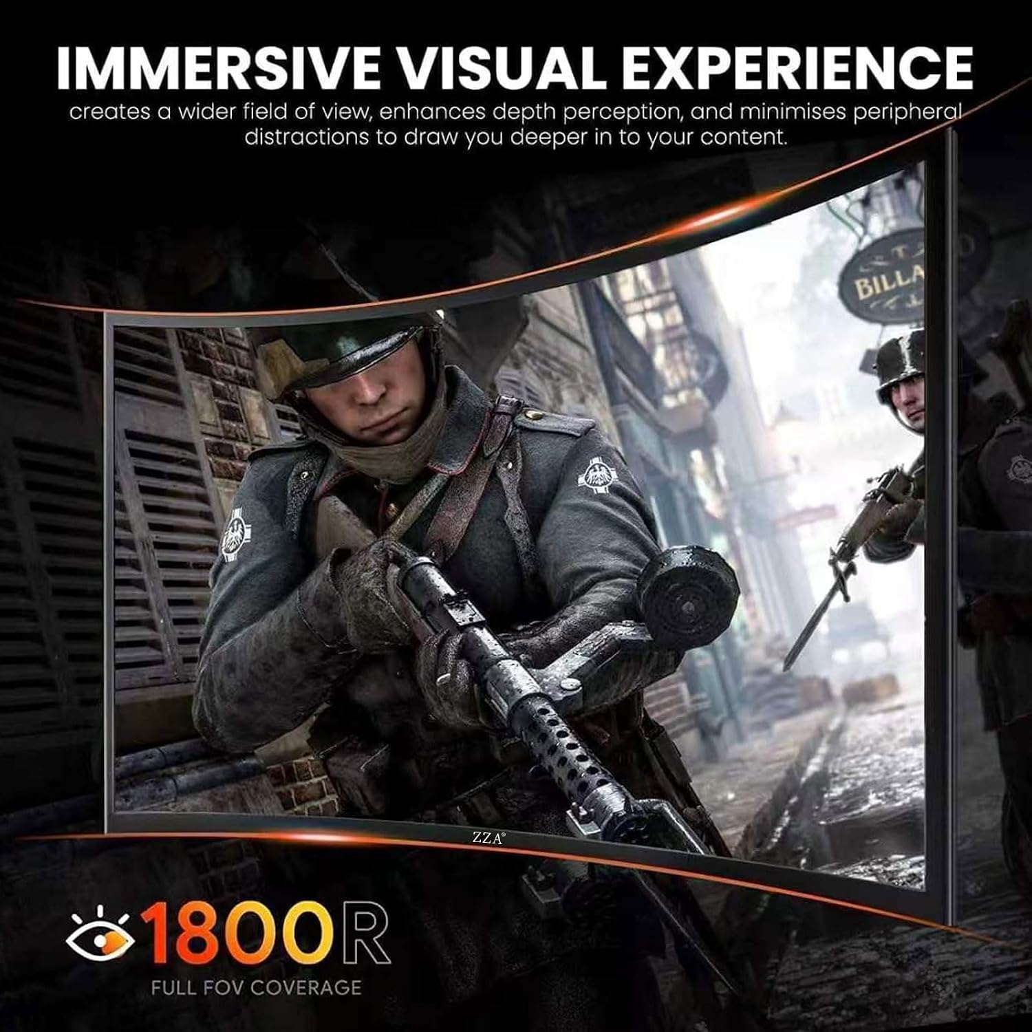 ZZA 27 Inch Curved Monitor 280Hz/240Hz FHD 1080P,Gaming Monitor 1800R VA Screen,Monitor 27 Inch 4000:1 120% sRGB,1Ms,AMD FreeSync,HDR,Low Blue Light,HDMI DP,VESA Support, DP Cable Incl