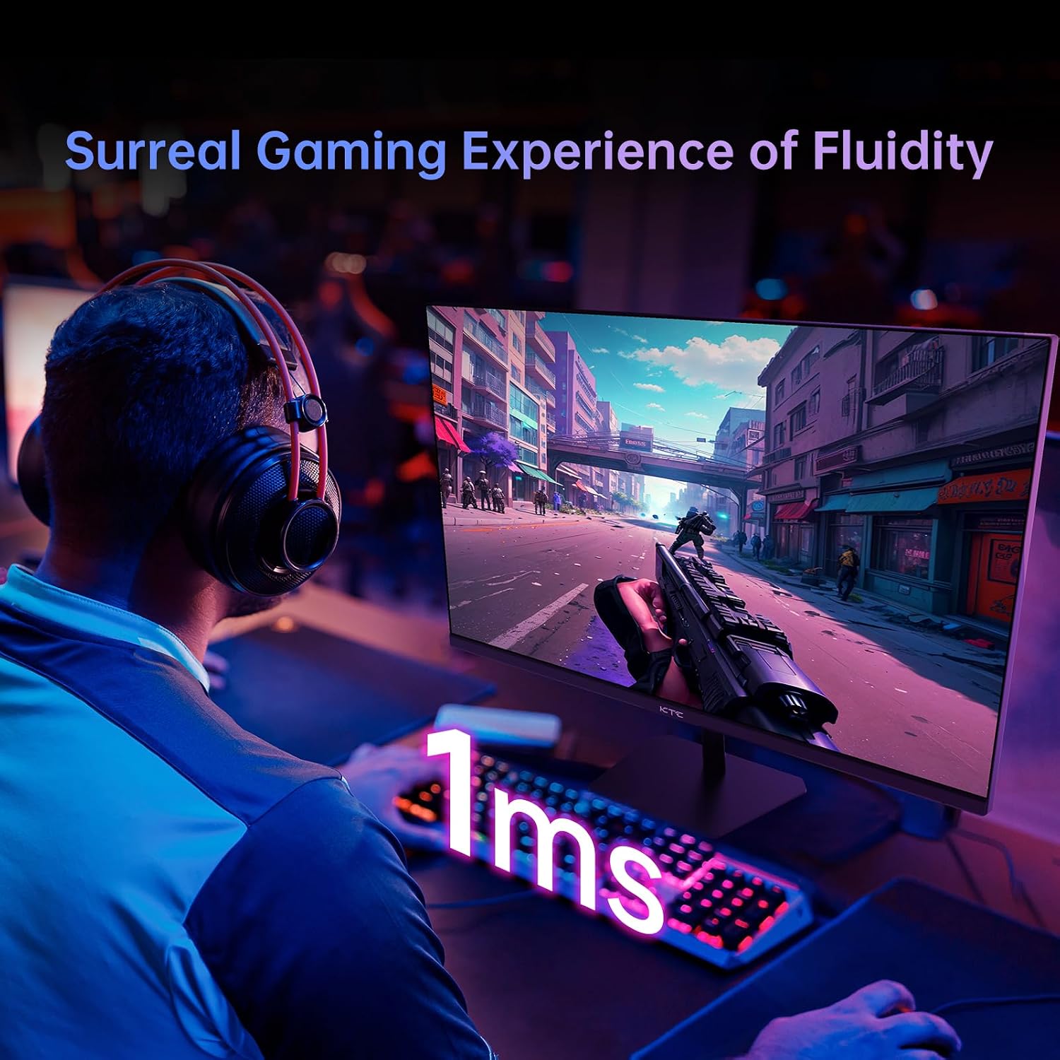 KTC 24.5 Inch Gaming Monitor, 180Hz (Up to 200Hz) Monitor FHD, Fast IPS 1080P 1ms, 128% sRGB HDR10, Freesync HDMI x 2 /DP x 1, VESA Tilt Adjustable Xbox PS5 Switch (HDMI Cable Included)