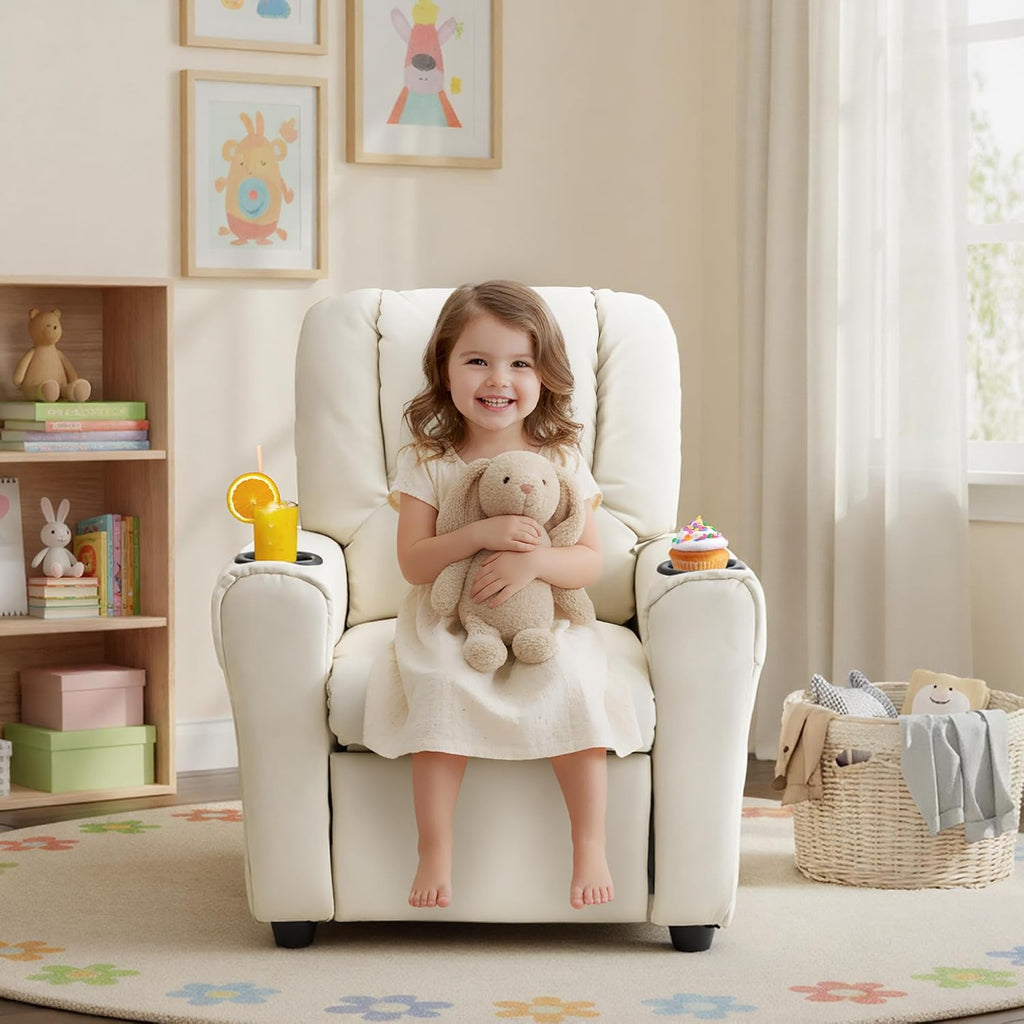 Candy Kids Reclining Chair Leather Recliner Sofa Push Back Toddler Youth Children Child Ages 1-6