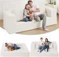 Futon Sofa Bed with Pillow, 3-in-1 Sleeper Sofa Bed with Removable Cover, Convertible Floor Sofa Bed, No Assembly Boneless Couch for Living Room, Bedroom