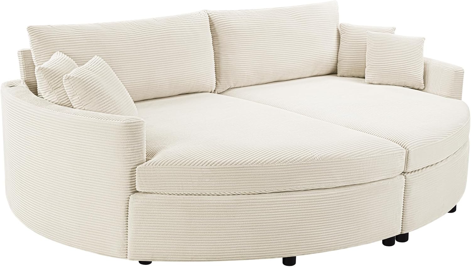 Merax 102.3' Oversized Double Chaise Lounge Indoor, Comfy Corduroy Upholstered Loveseat Sleeper Sofa Bed, Deep Seat Cloud Couch with USB Ports and Throw Pillows for Living Room, Beige