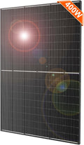 DOKIO Monocrystalline Solar Panel Size 400W 31V for 12/24V Devices, Aluminum Frame, 3m Cable, Pre-Drilled Holes for Yard, Garden, Shed, Off-Grid Power