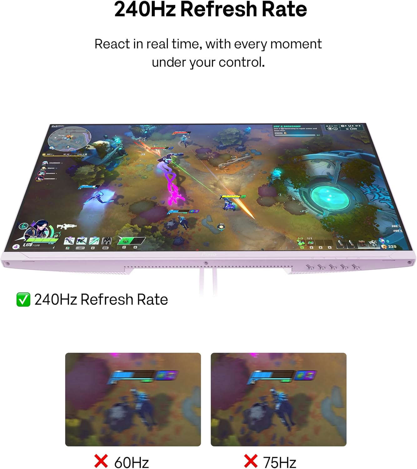 Pixio PX279 Wave Purple 27 inch 240Hz Refresh Rate FHD 1080p Resolution Fast IPS Panel 1ms GTG Resonse Time Gaming Monitor and PS1S Wave Purple Single Monitor Arm