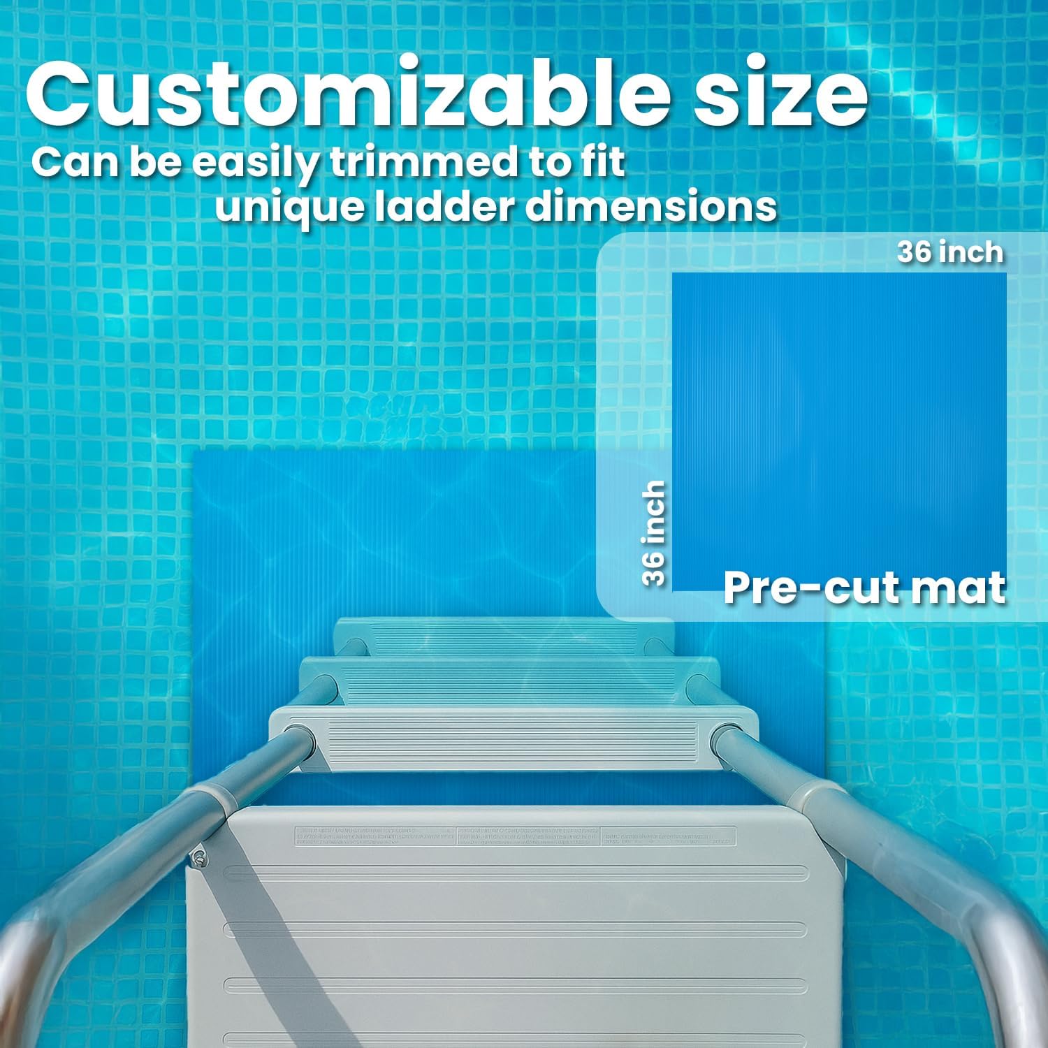 XtremepowerUS Above Ground Pool Ladder with Protective Mat – Inclined Entry Step System + 36 x 36 Inch Pad for Liner Protection (1 Ladder + 1 Mat)