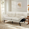 MUUEGM 71-Inch Convertible Futon Sofa Bed with Adjustable Backrest & Removable Armrests, Foldable Sleeper Loveseat for Small Space Living Room, Studio Apartment, Home Office，White