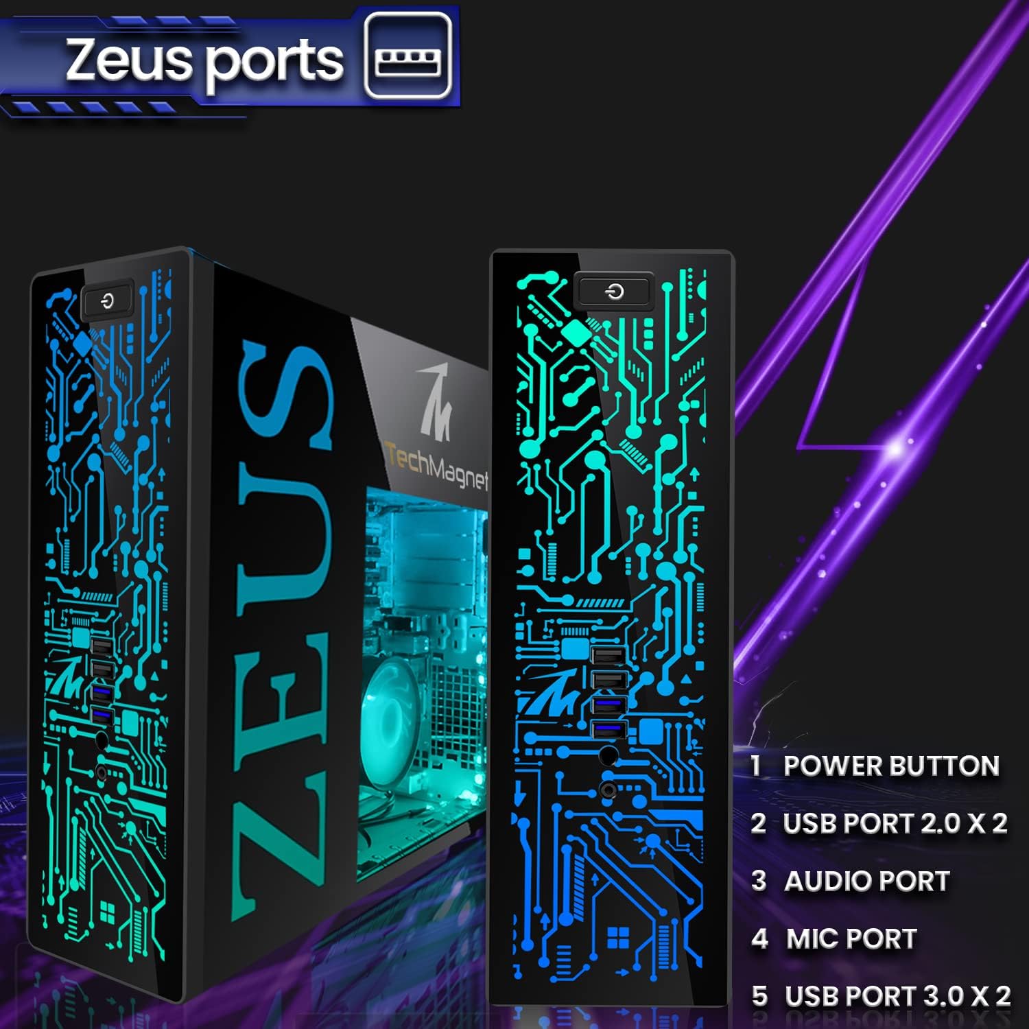 TechMagnet Gaming Desktop PC, Intel i5 4th Gen, Zeus Pro 4, GT 1030 2GB DDR5, 8GB RAM ARGB, 256GB SSD + 1TB HDD, 27 Inch 75hz Gaming Monitor, RGB Kit, Windows 11 (Renewed)