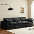 Swbvs Modular Sectional Sofa, 3-Piece Corduroy Couch with Chaise, Deep Seat Oversized Lounge Sofa for Living Room, Convertible Comfy Couch with Removable Cushions, Black