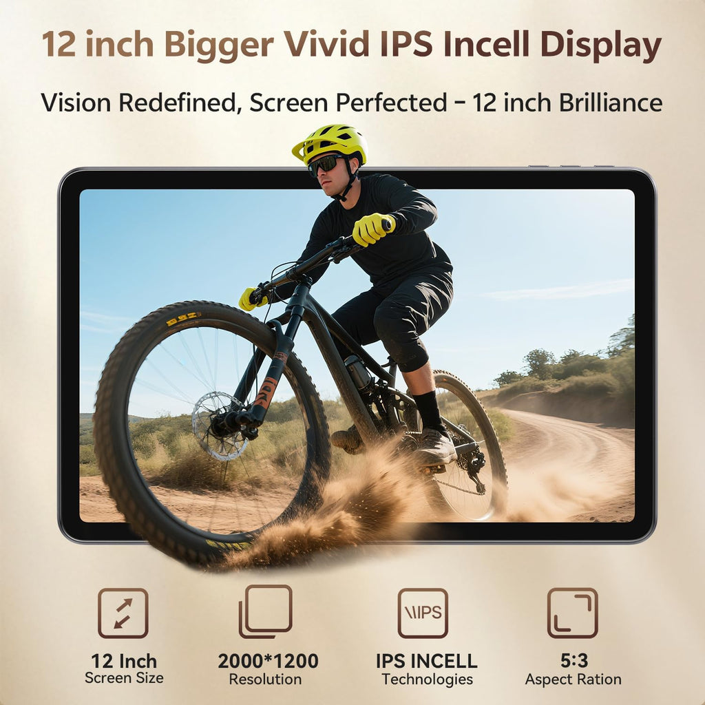 SVITOO 12 Inch Tablet, Android 16 Tablet 12 Inch Large Screen 2K Display, Octa-Core, 30GB RAM 128GB Storage 1TB Expandable, 13MP Dual Camera, 8800mAh, GPS, Dual Speakers, Face Unlock