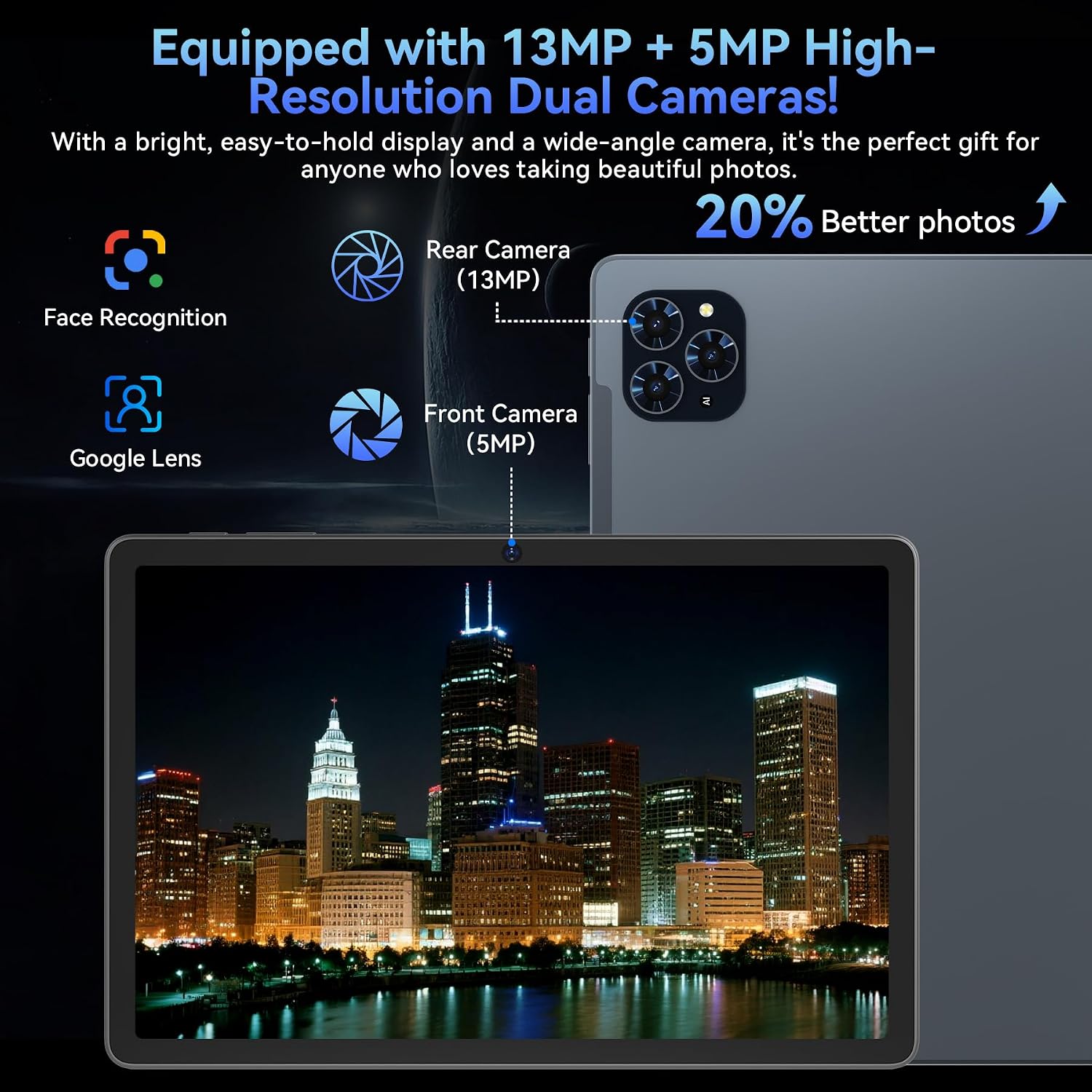 Tablet 2026 World's First Android 16 Tablet with Gemini AI, 11 Inch FHD Display, 24GB RAM 128GB ROM /2TB TF, T7250 CPU+13MP Camera, 8000mAh, Widevine L1, 2 in 1 Tablets with Keyboard Mouse Stylus